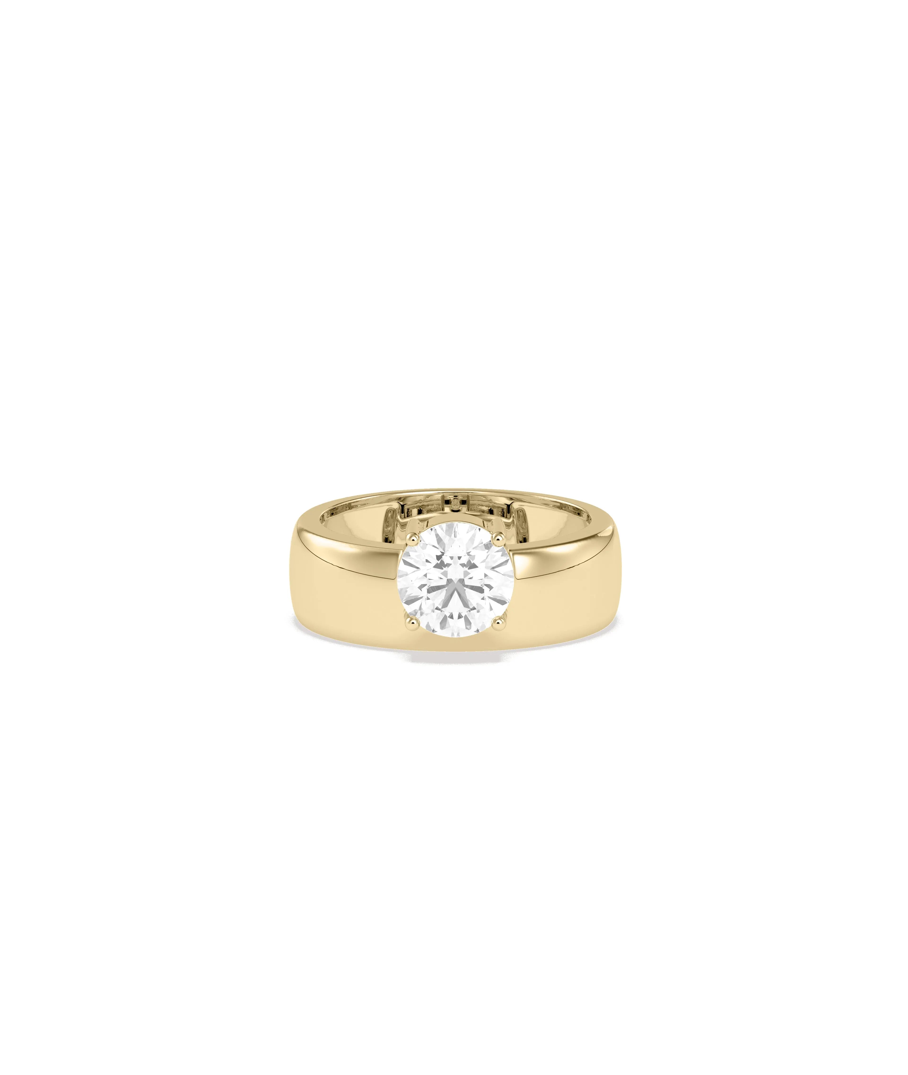 Solitaire Wide Band Ring with 1.5 carat diamond in bold contemporary design