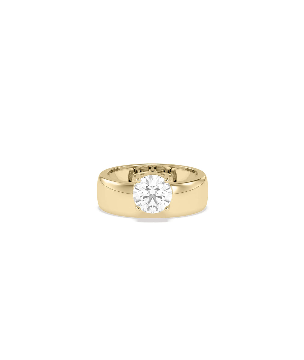 Solitaire Wide Band Ring with 1.5 carat diamond in bold contemporary design
