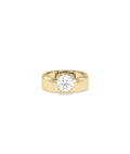 Wide Band Solitaire Diamond Ring