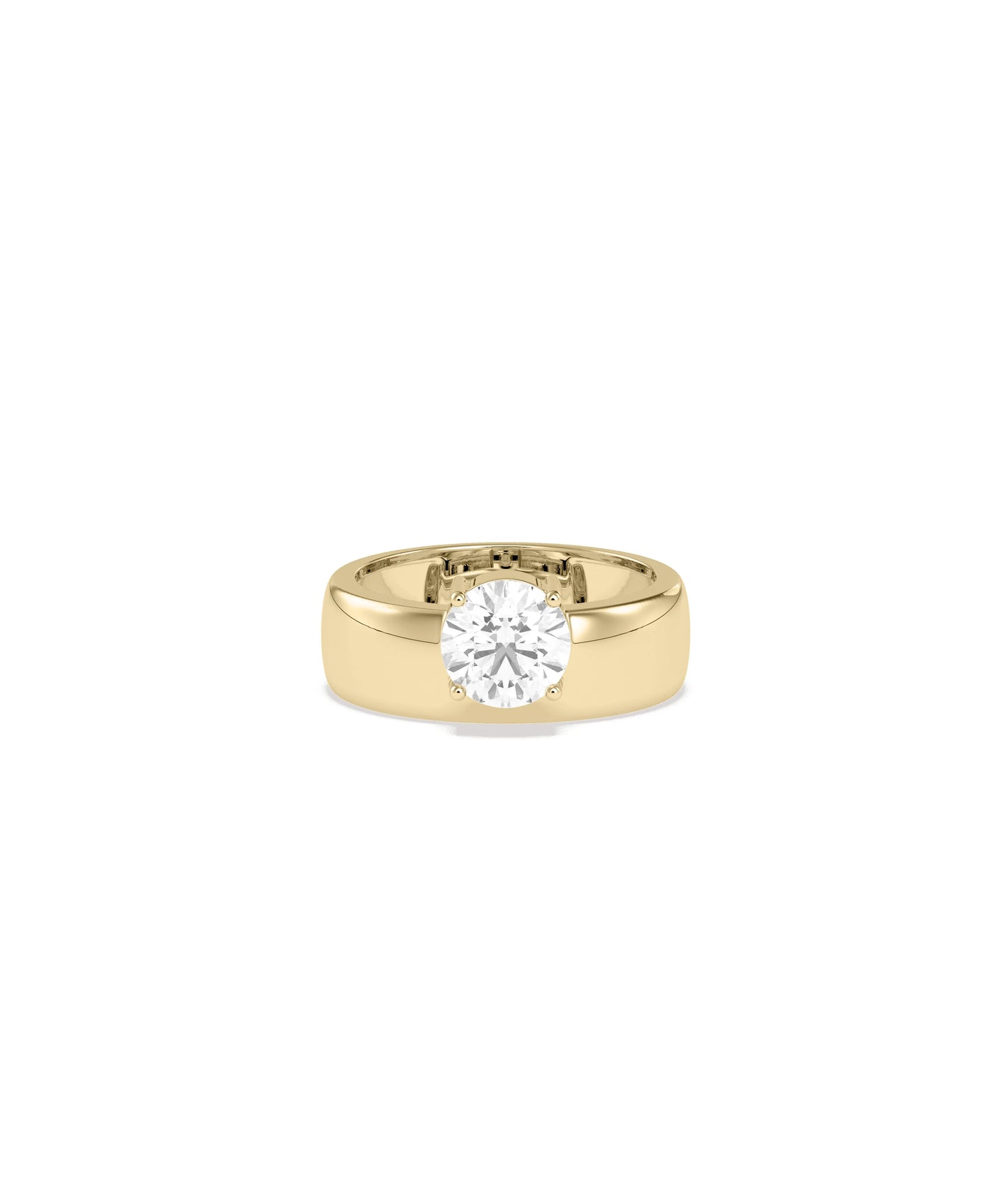 Solitaire Wide Band Ring with 1.5 carat diamond in bold contemporary design