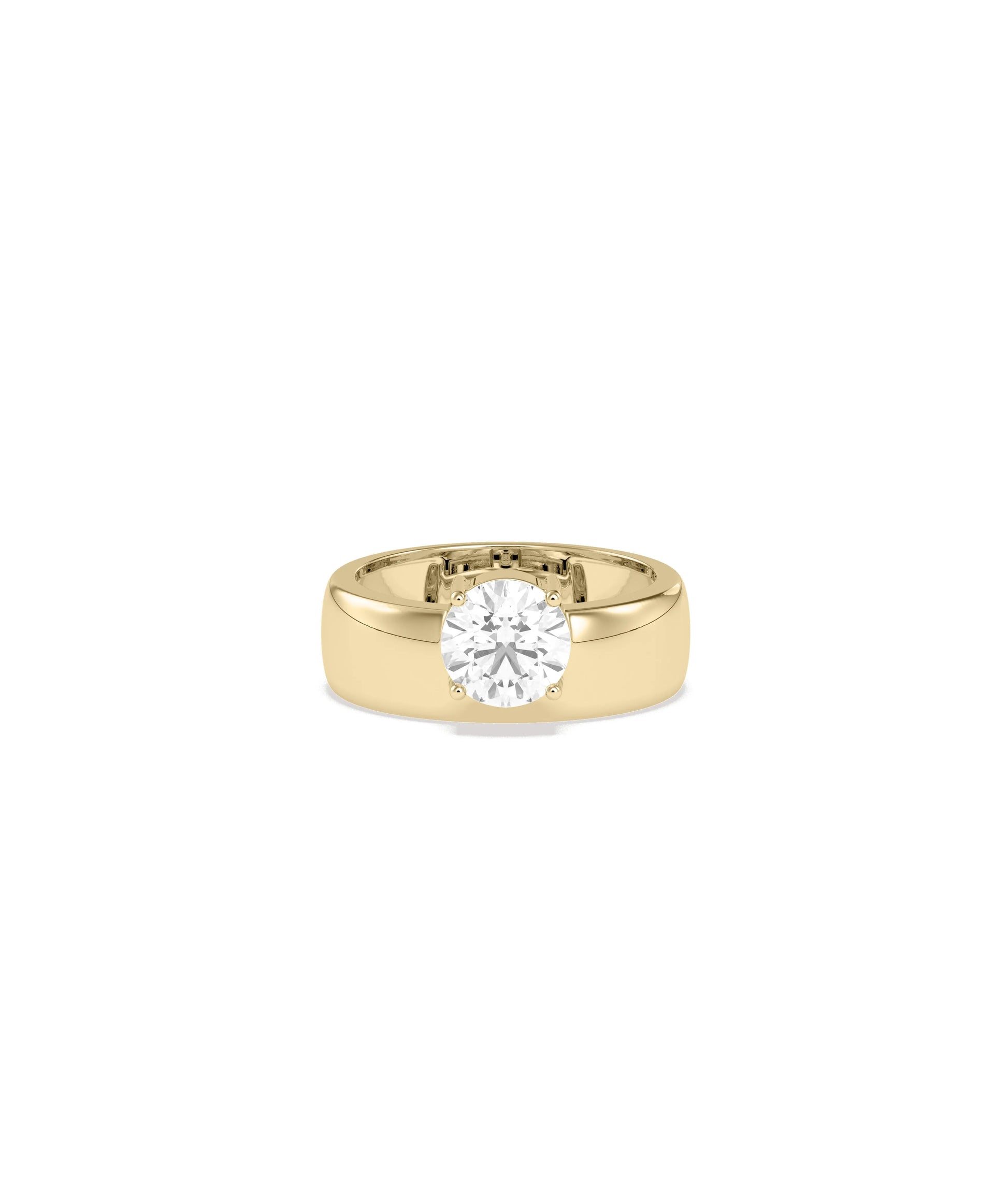 Solitaire Wide Band Ring with 1.5 carat diamond in bold contemporary design