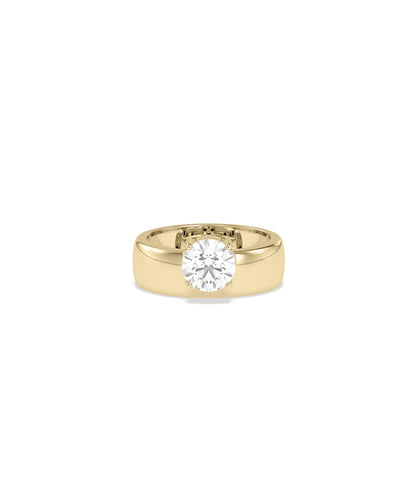 Solitaire Wide Band Ring with 1.5 carat diamond in bold contemporary design