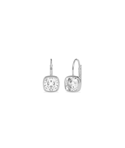 Close-up of Solitaire Bezel French Wire Earrings showing bezel setting detail