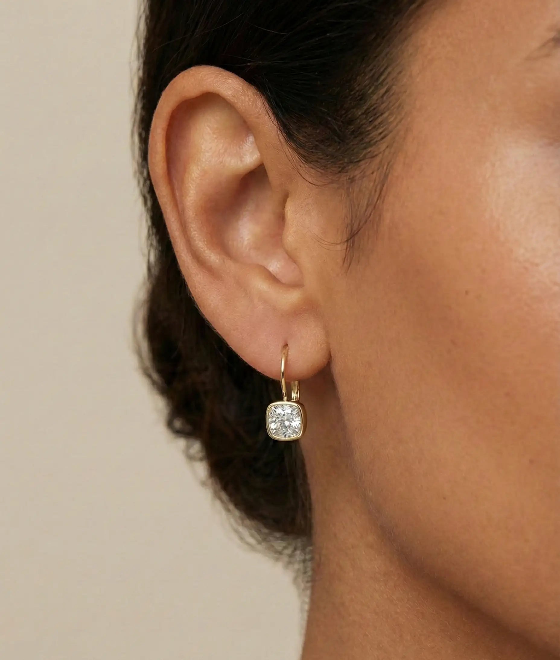 Bezel Diamond Drop Earrings