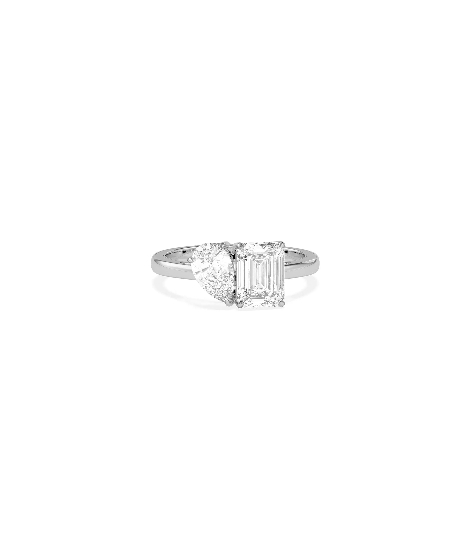 Solitaire Toi-Et-Moi Ring on hand displaying romantic you and me symbolism