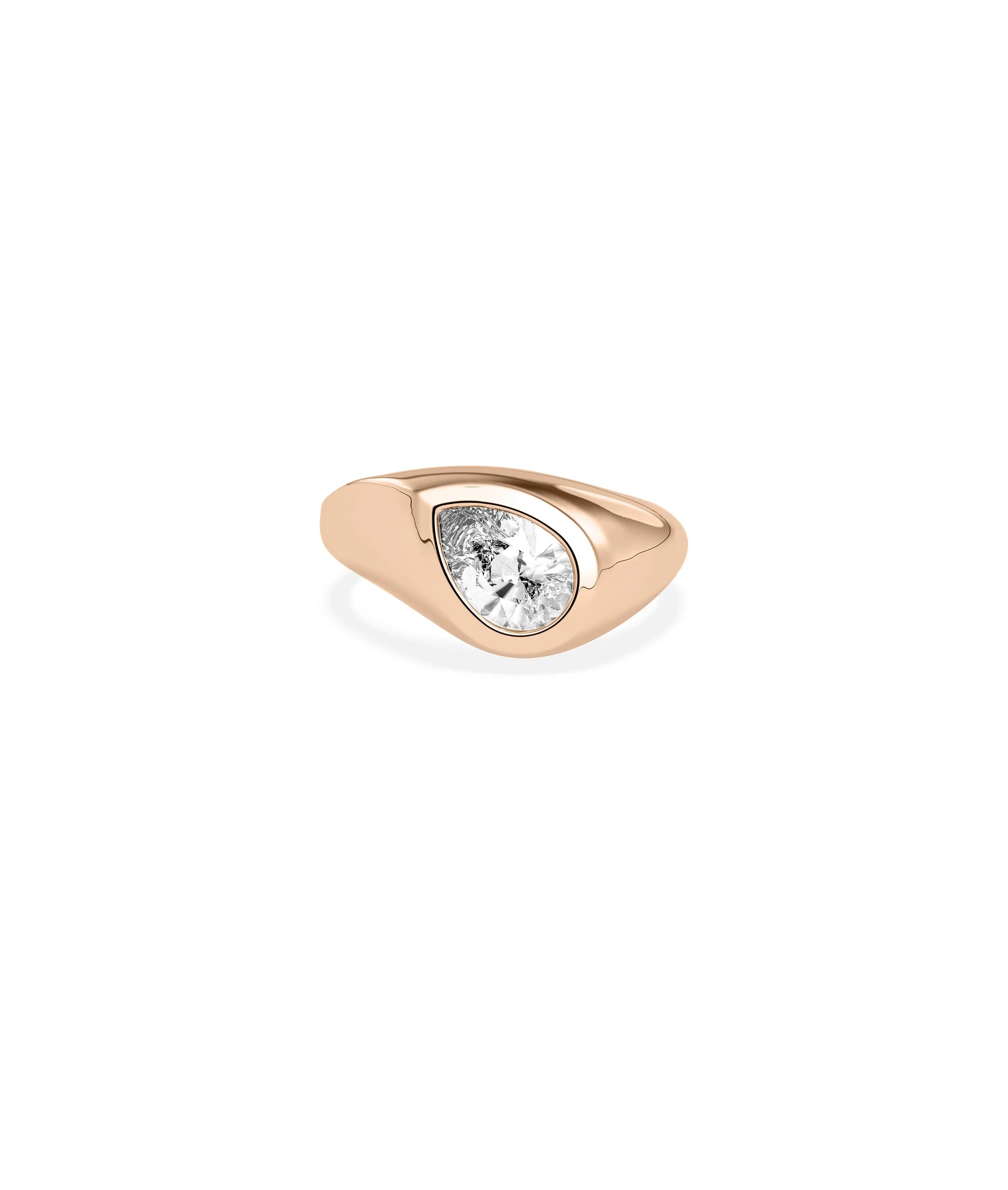 Top perspective of Solitaire Bezel Set Abstract Ring showcasing asymmetry