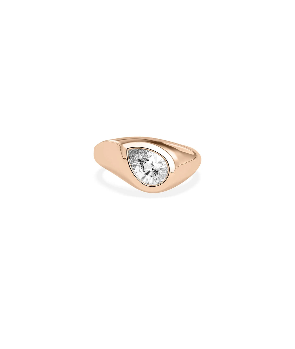 Top perspective of Solitaire Bezel Set Abstract Ring showcasing asymmetry