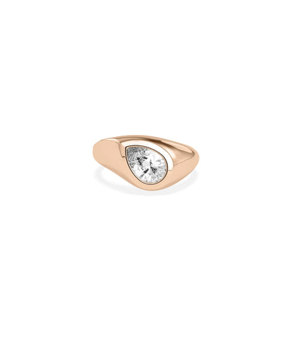 Top perspective of Solitaire Bezel Set Abstract Ring showcasing asymmetry