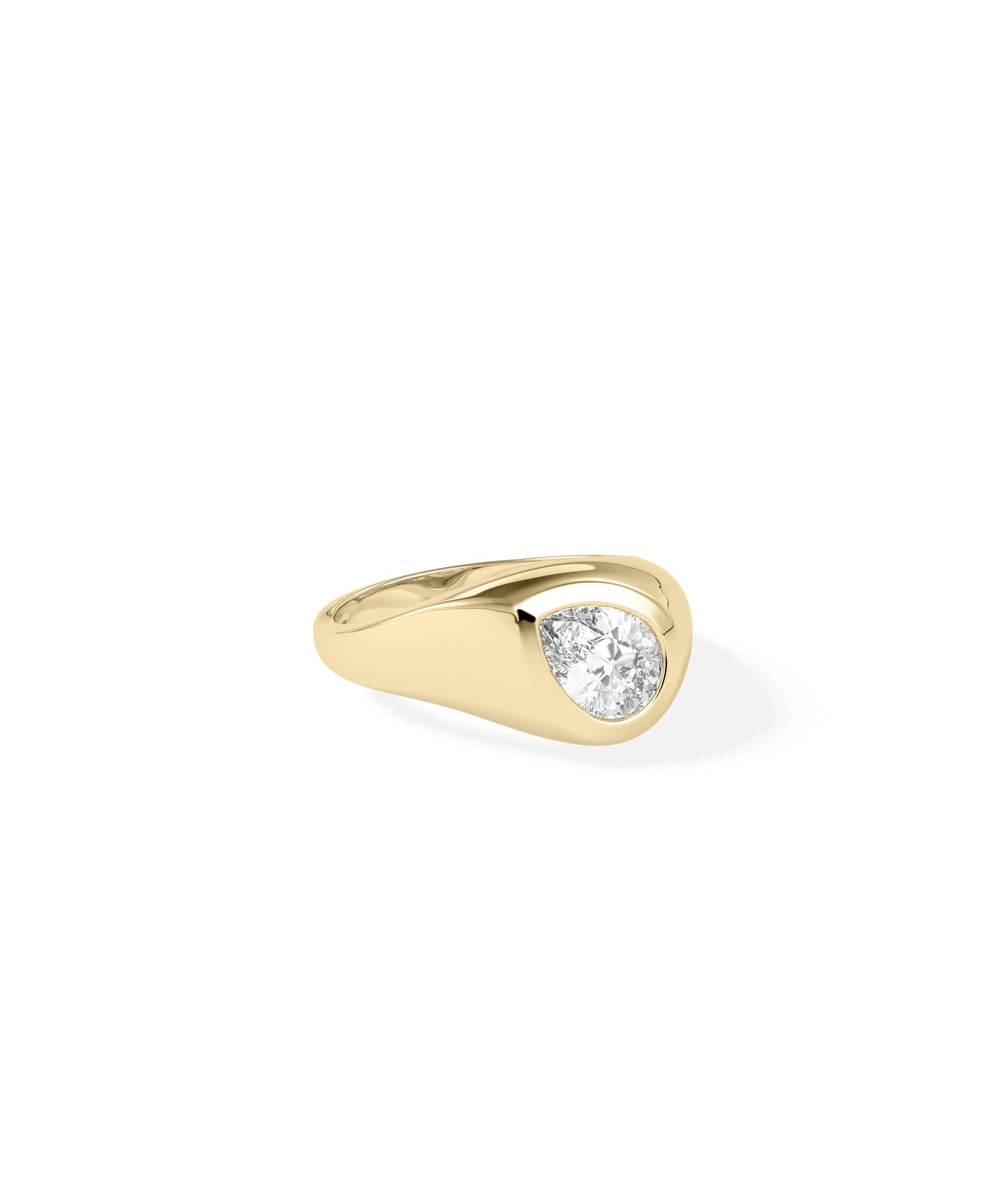 Close-up of Solitaire Bezel Set Abstract Ring showing artistic angular detail