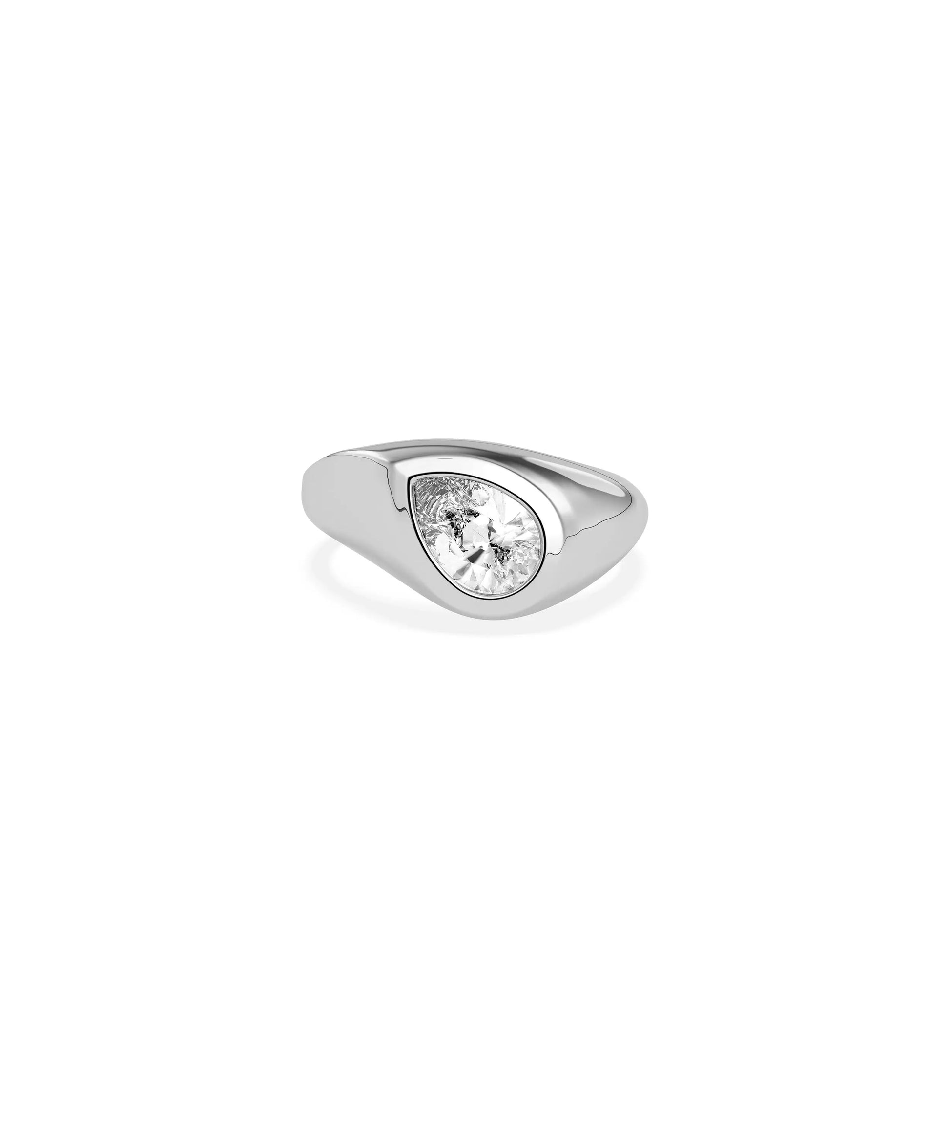 Side view of Solitaire Bezel Set Abstract Ring highlighting bezel setting
