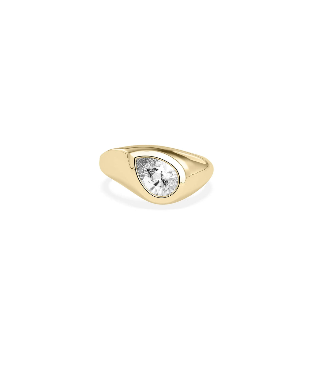 Solitaire Bezel Set Abstract Ring with 1.25 carat diamond in modern design