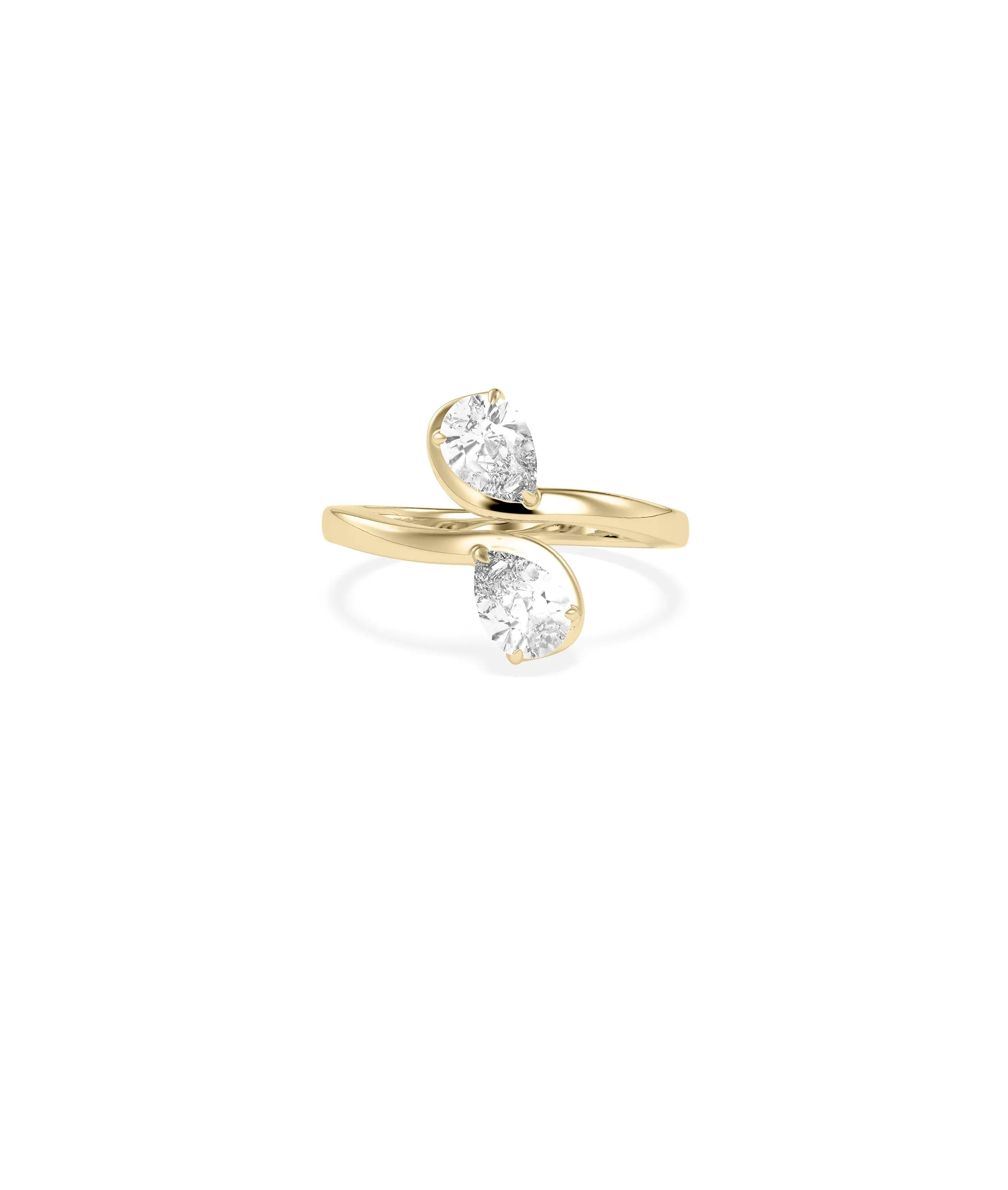 Solitaire Bypass Ring Open Crossover Diamond
