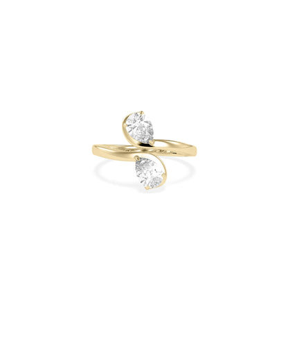 Solitaire Bypass Ring with 1.25 carat diamond in open crossover design