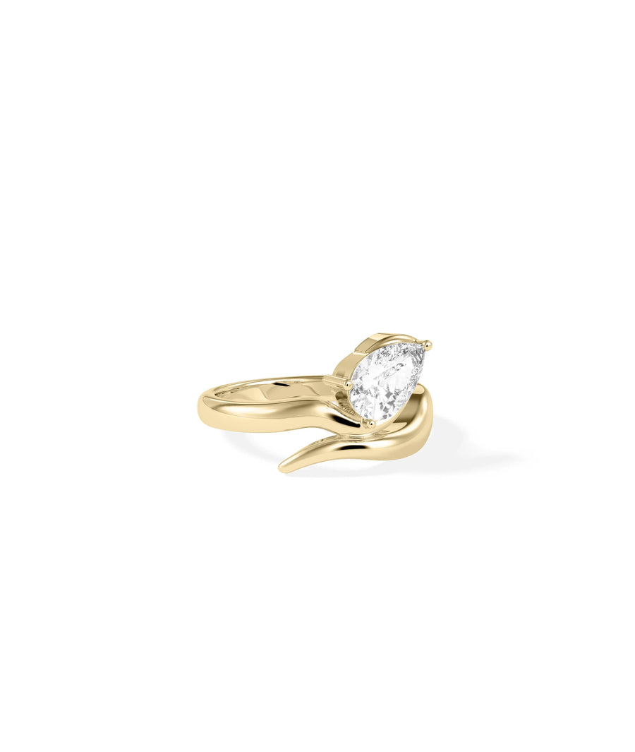 Side profile of Solitaire Wave Snake Ring highlighting dimensional wave texture