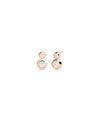 2 Stone Bezel Set Stud Earrings worn on ear displaying low profile design