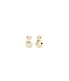  2 Stone Bezel Set Stud Earrings with dual diamonds in modern gold setting