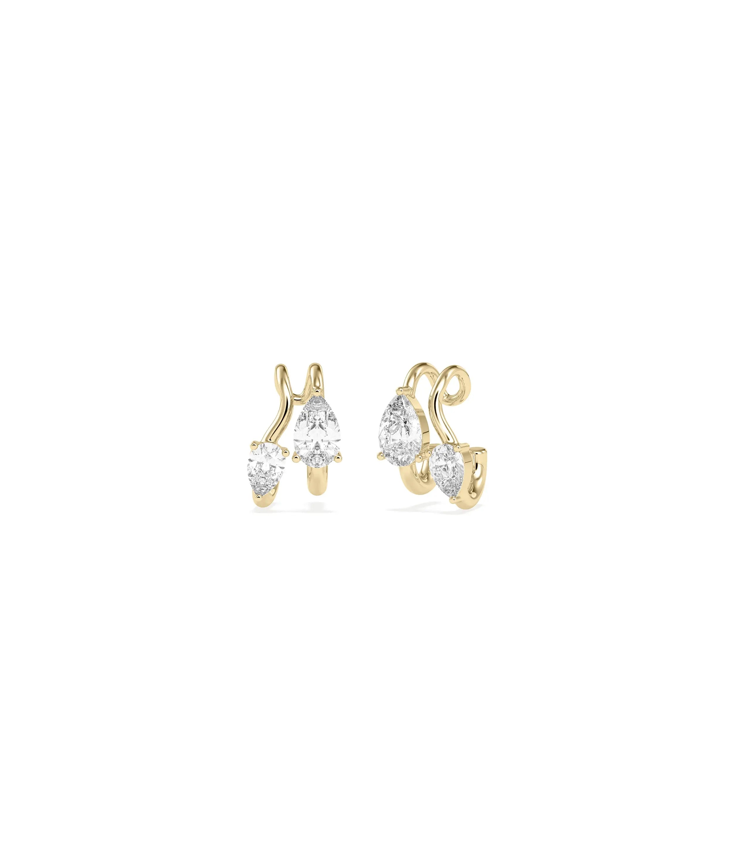 Solitaire Wave Ear Cuffs Flowing Diamond Single