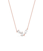 3 Stone Solitaire Necklace worn displaying elegant collarbone placement
