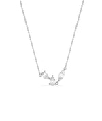 Close-up of 3 Stone Solitaire Necklace showing three-diamond pendant detail