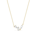 3 Stone Solitaire Necklace with trilogy diamond arrangement on gold chain