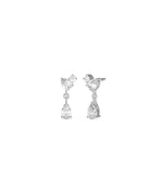 Close-up of 3 Stone Dangle Earrings showing three-diamond arrangement detail