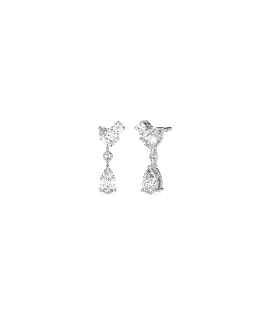 Close-up of 3 Stone Dangle Earrings showing three-diamond arrangement detail