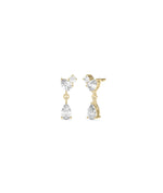 3 Stone Dangle Earrings with cascading diamonds in vertical drop design