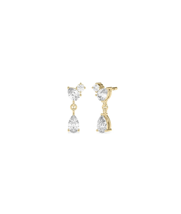 3 Stone Dangle Earrings with cascading diamonds in vertical drop design