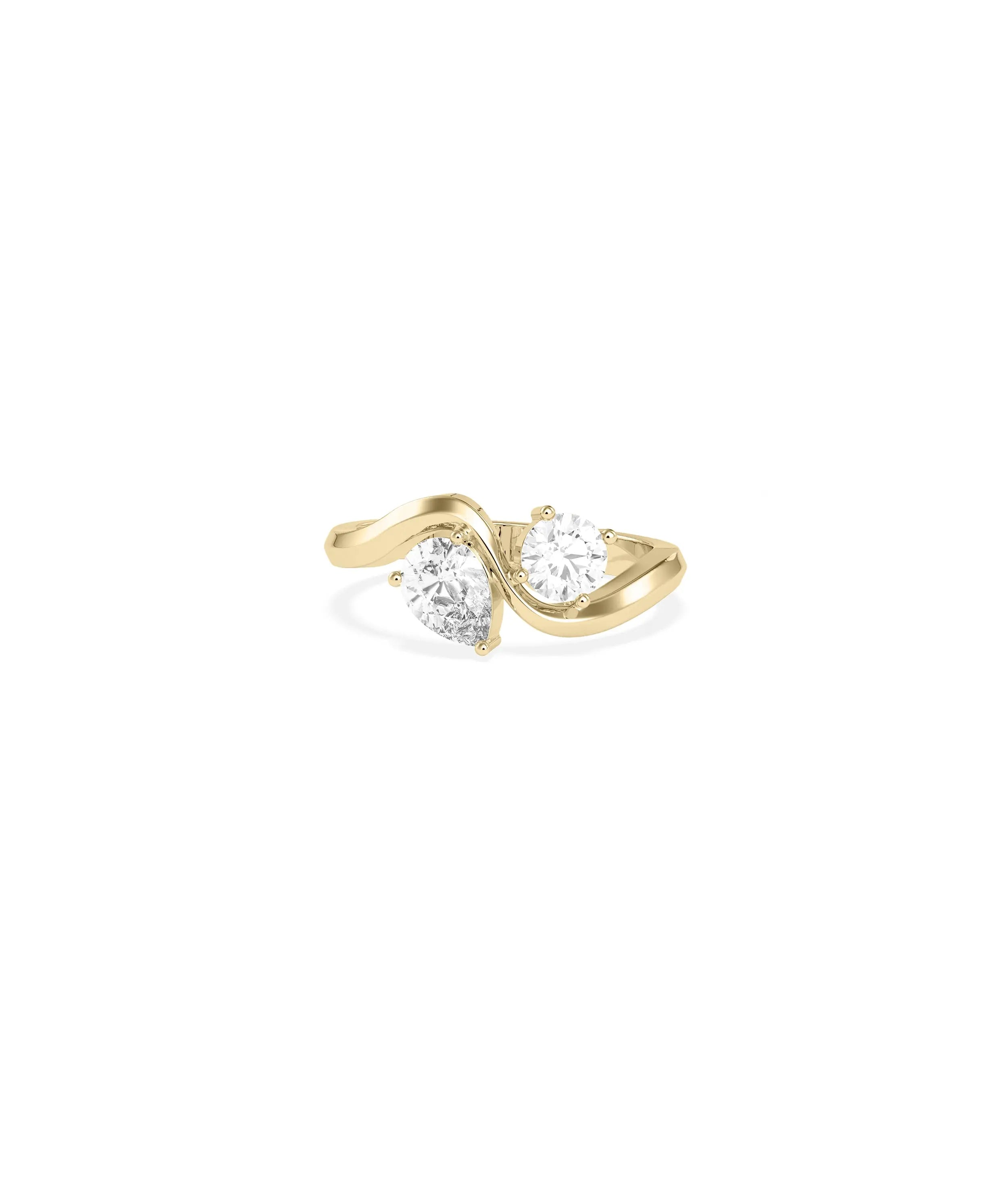 Wave Solitaire Pinky Ring Diamond Accent