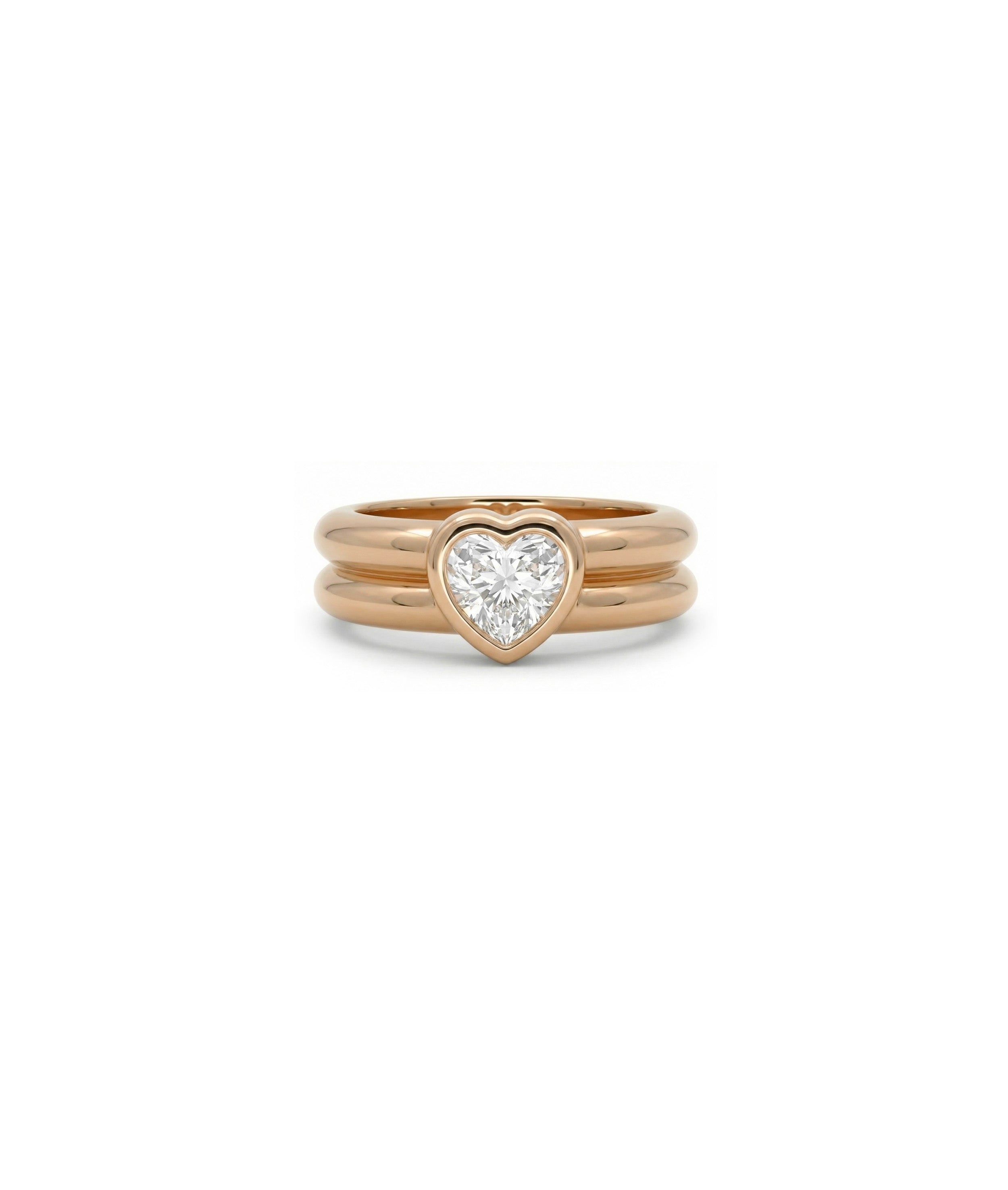 Solitaire Bezel Double Band Ring
