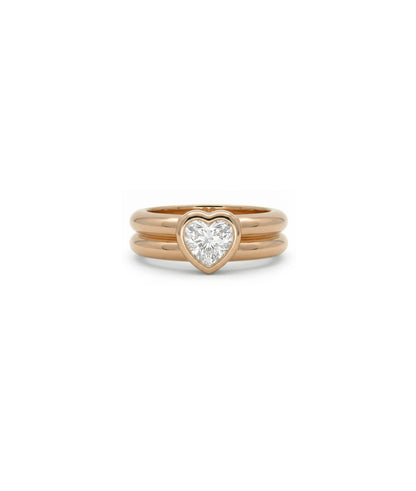 Solitaire Bezel Double Band Ring