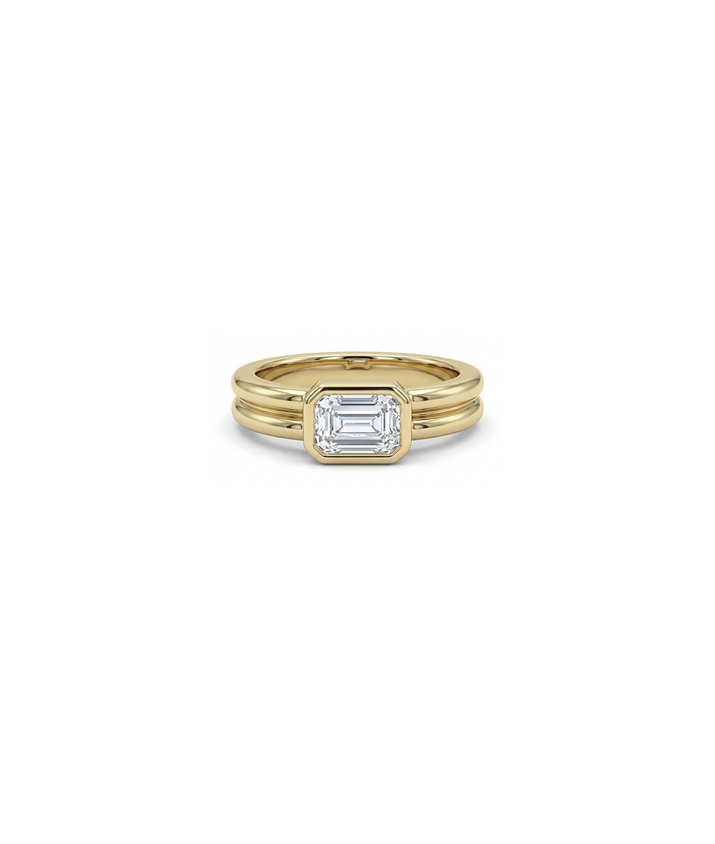 Solitaire Bezel Double Band Ring