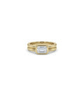 Solitaire Bezel Double Band Ring