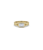 Solitaire Bezel Double Band Ring
