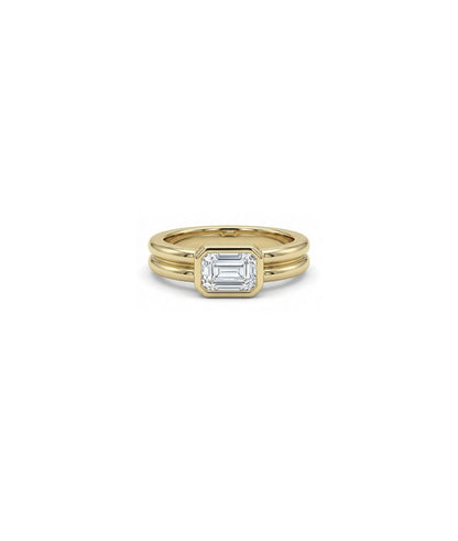 Solitaire Bezel Double Band Ring