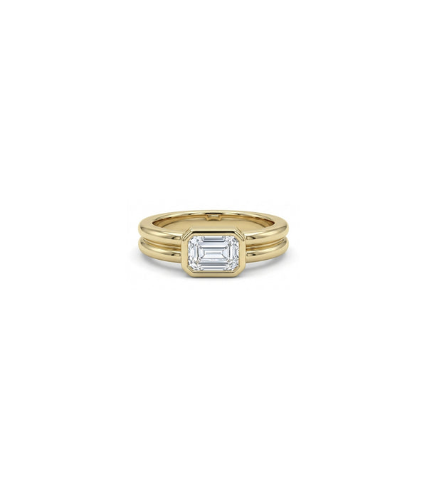 Solitaire Bezel Double Band Ring