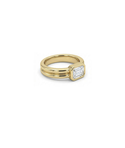 Solitaire Bezel Double Band Ring