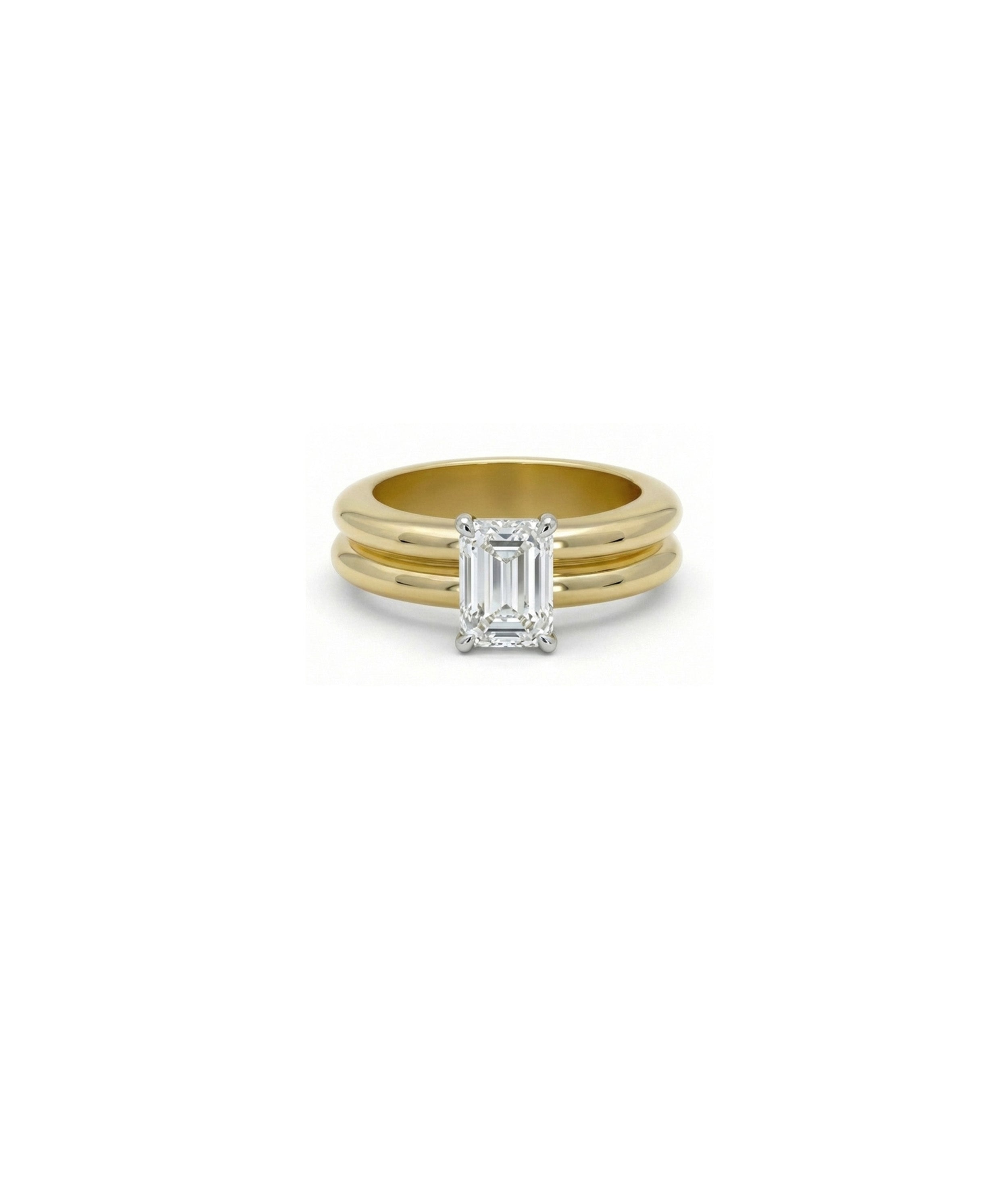 Solitaire Double Band Ring