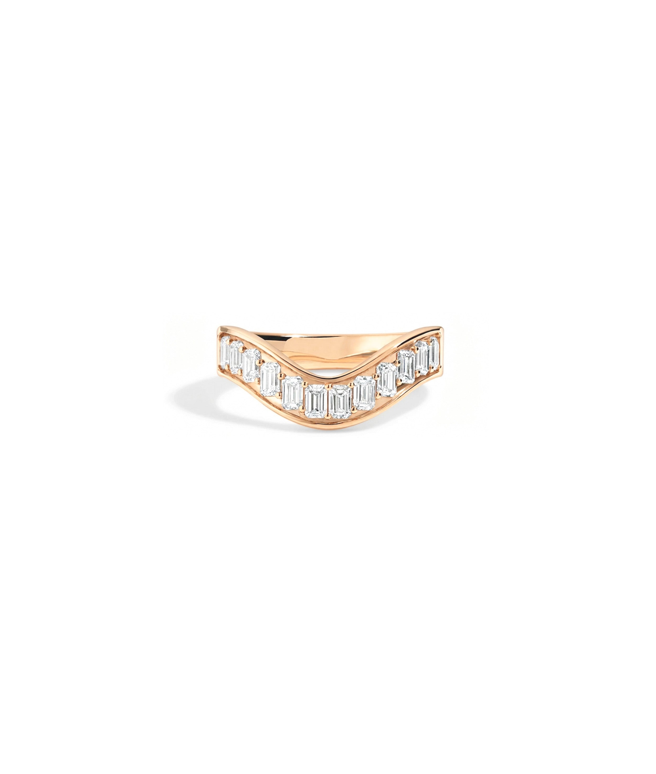 Emerald Cut Wave Band Ring