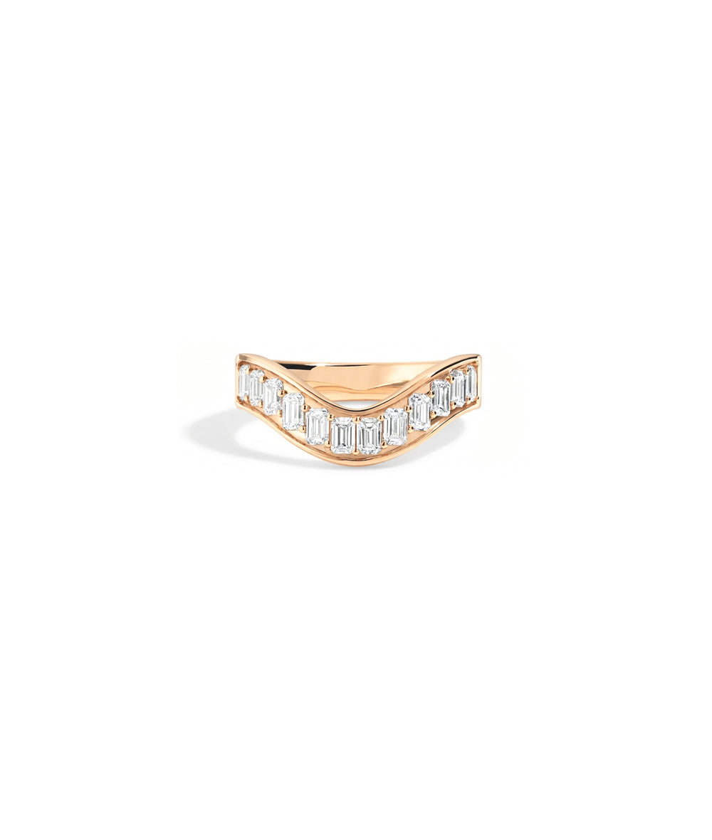 Emerald Cut Wave Band Ring