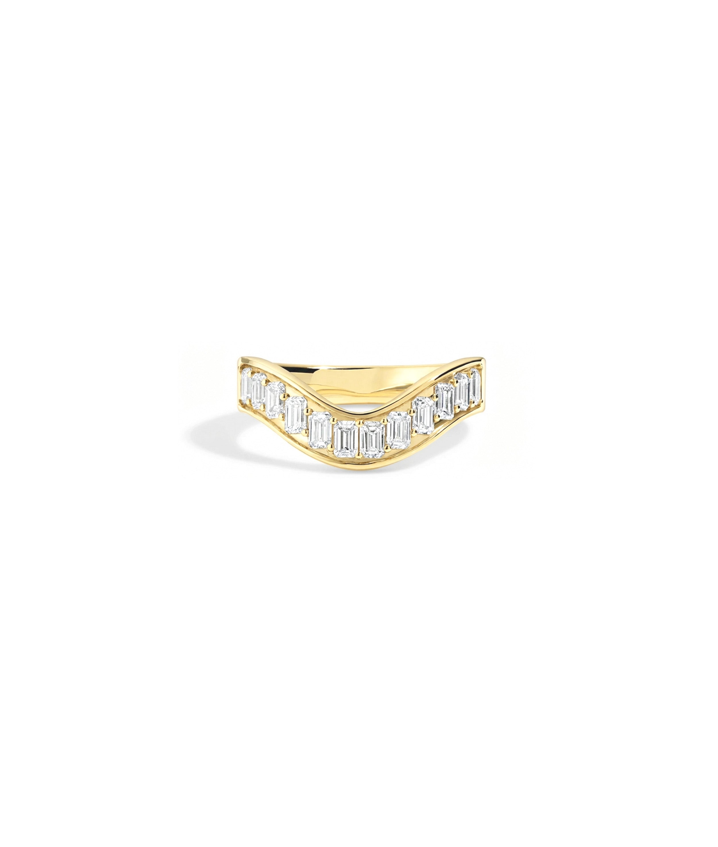 Emerald Cut Wave Band Ring
