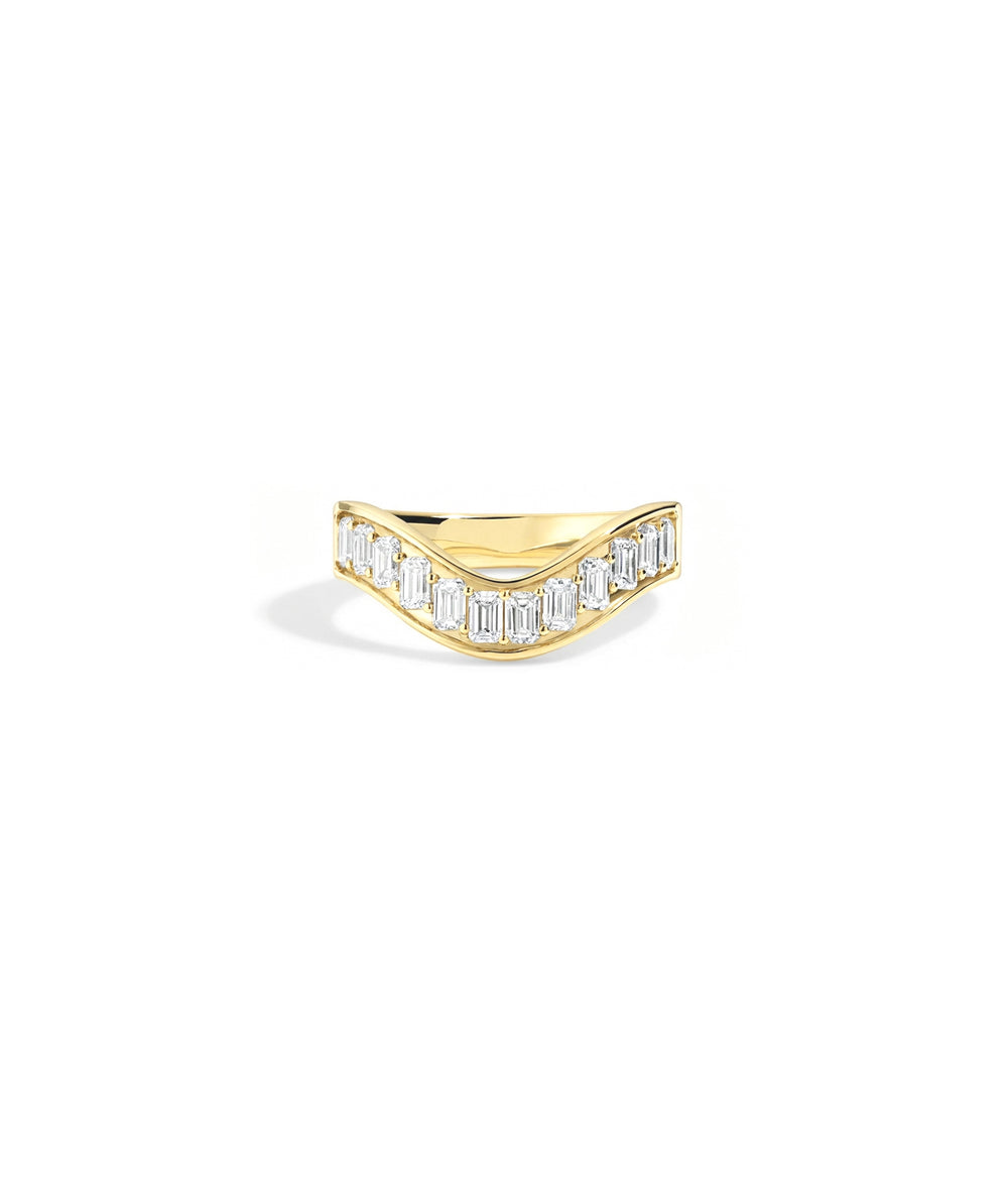 Emerald Cut Wave Band Ring