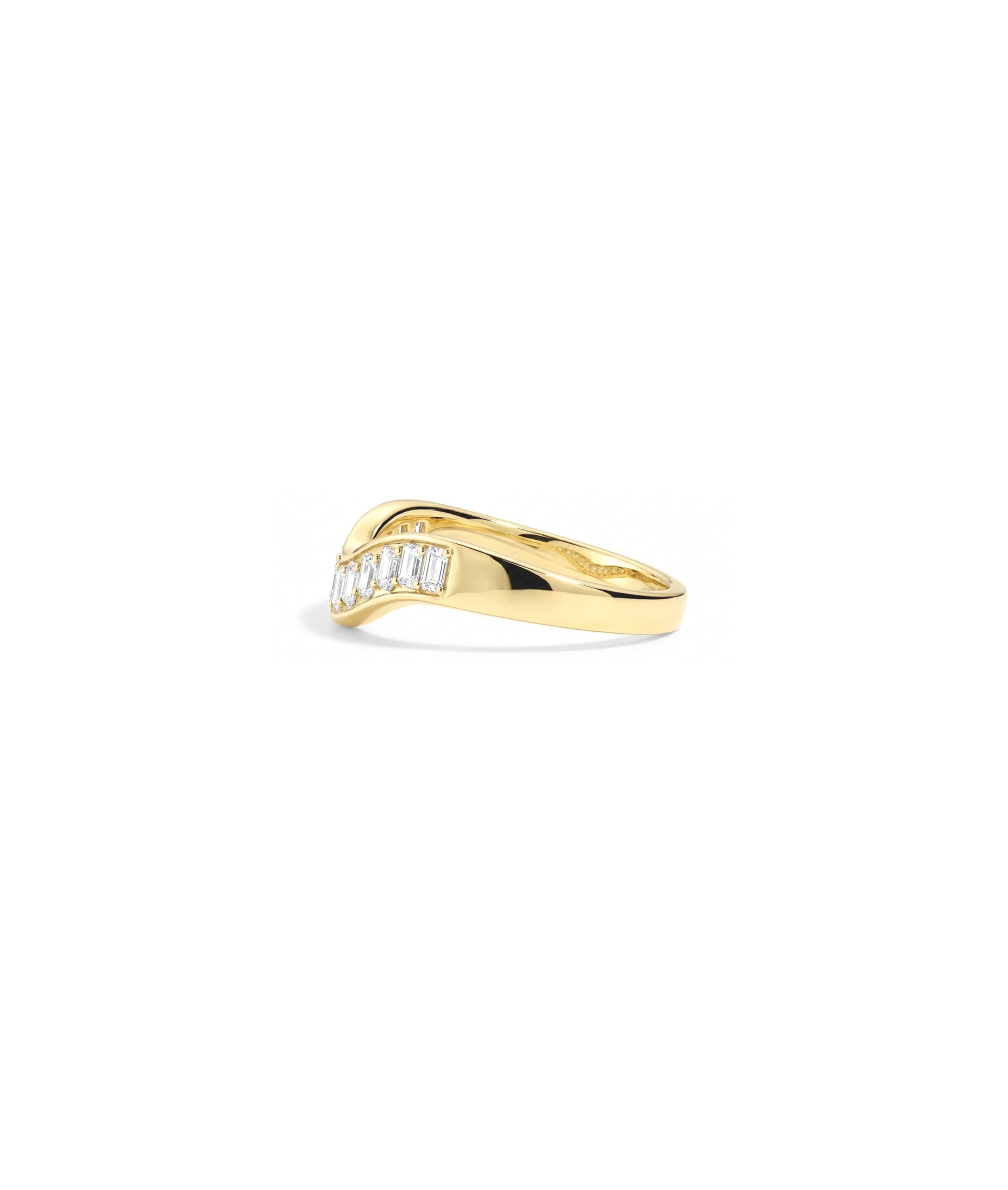 Emerald Cut Wave Band Ring