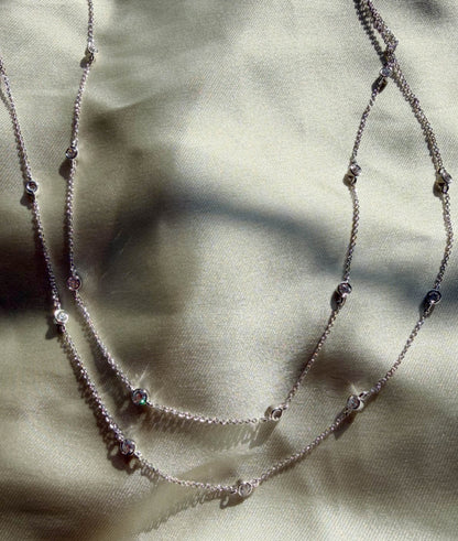 Layered bezel diamonds 0.65 ctw nearly two-thirds carat close-up