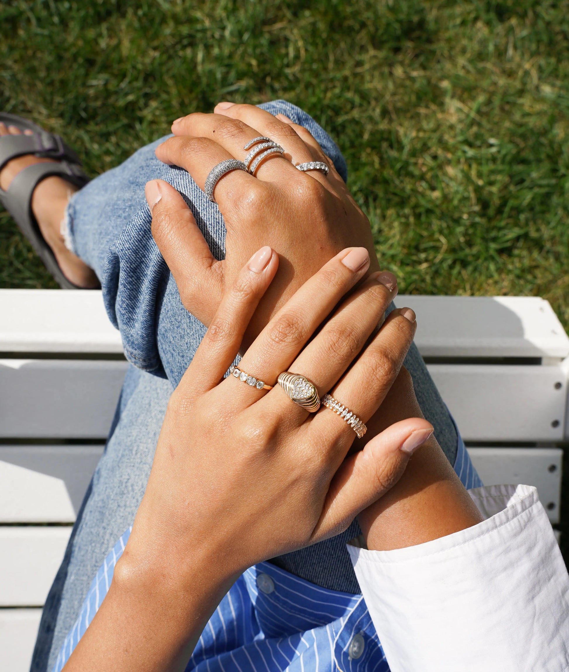 Diamond Cluster Band Ring displayed in jewelry box presentation