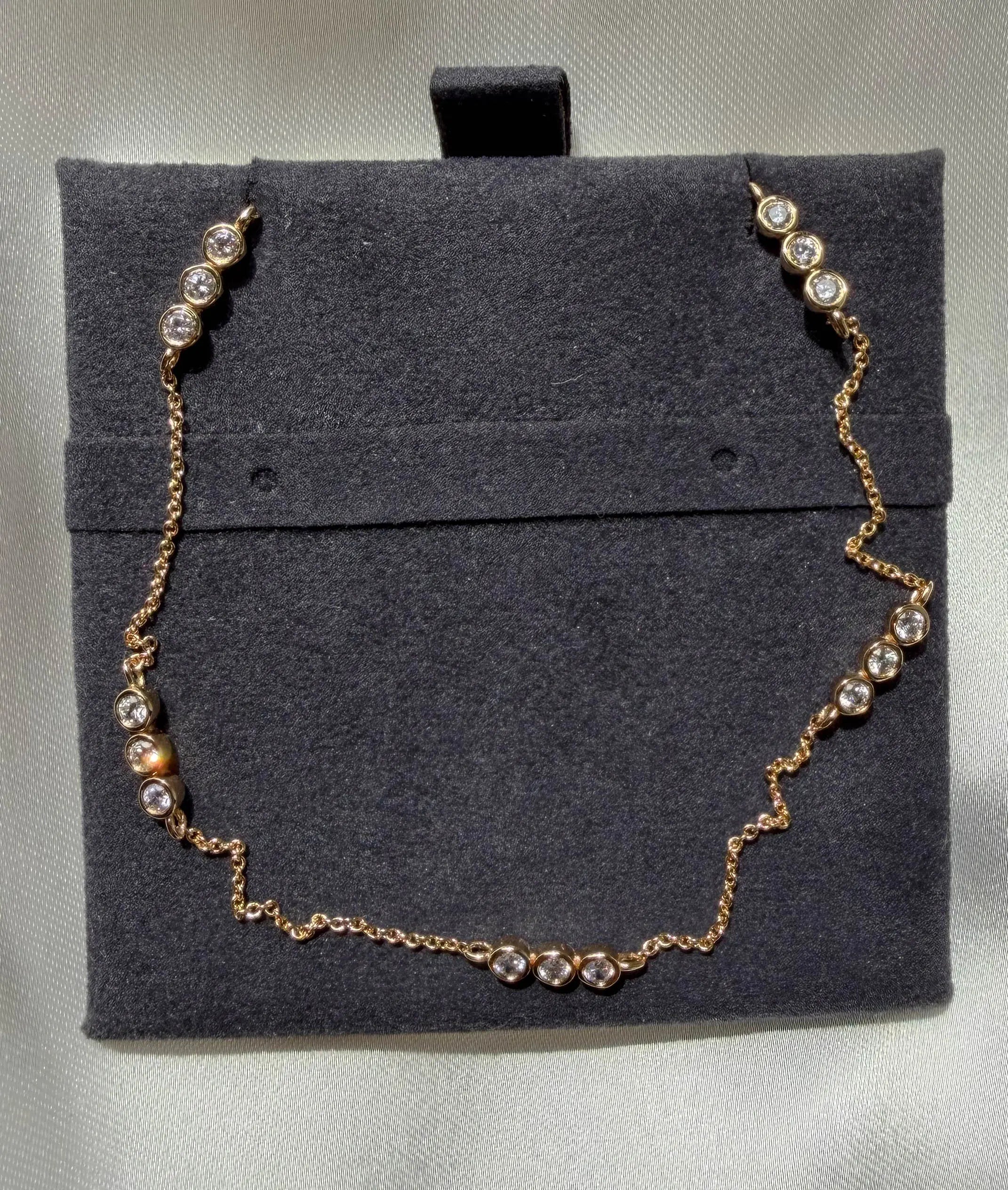 3 Stone Diamond Bezel Station Necklace