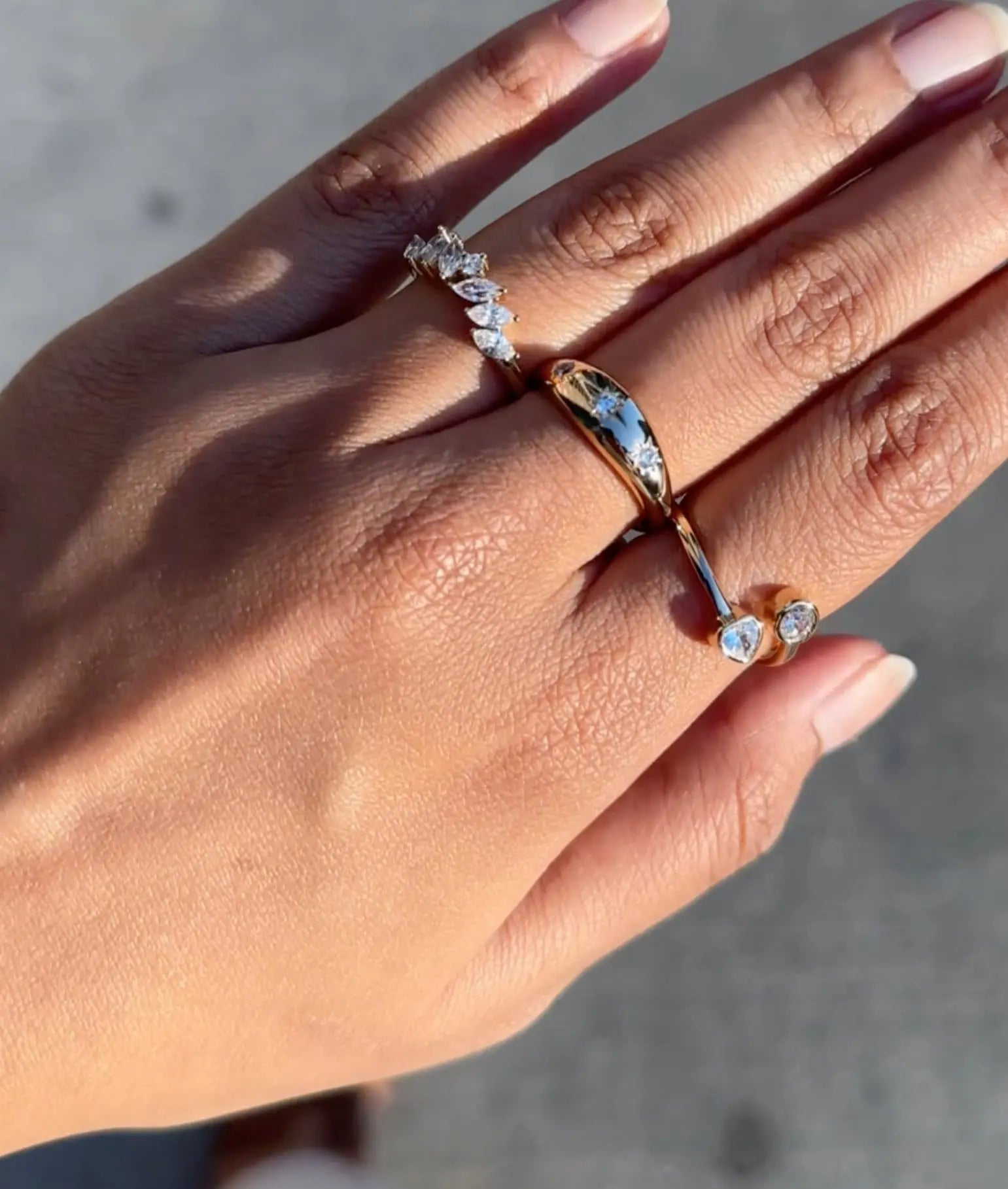 Starburst dome ring detailed view displaying celestial-inspired diamond arrangement