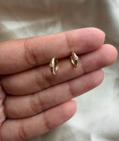 Diamond Dome Hoop Earring