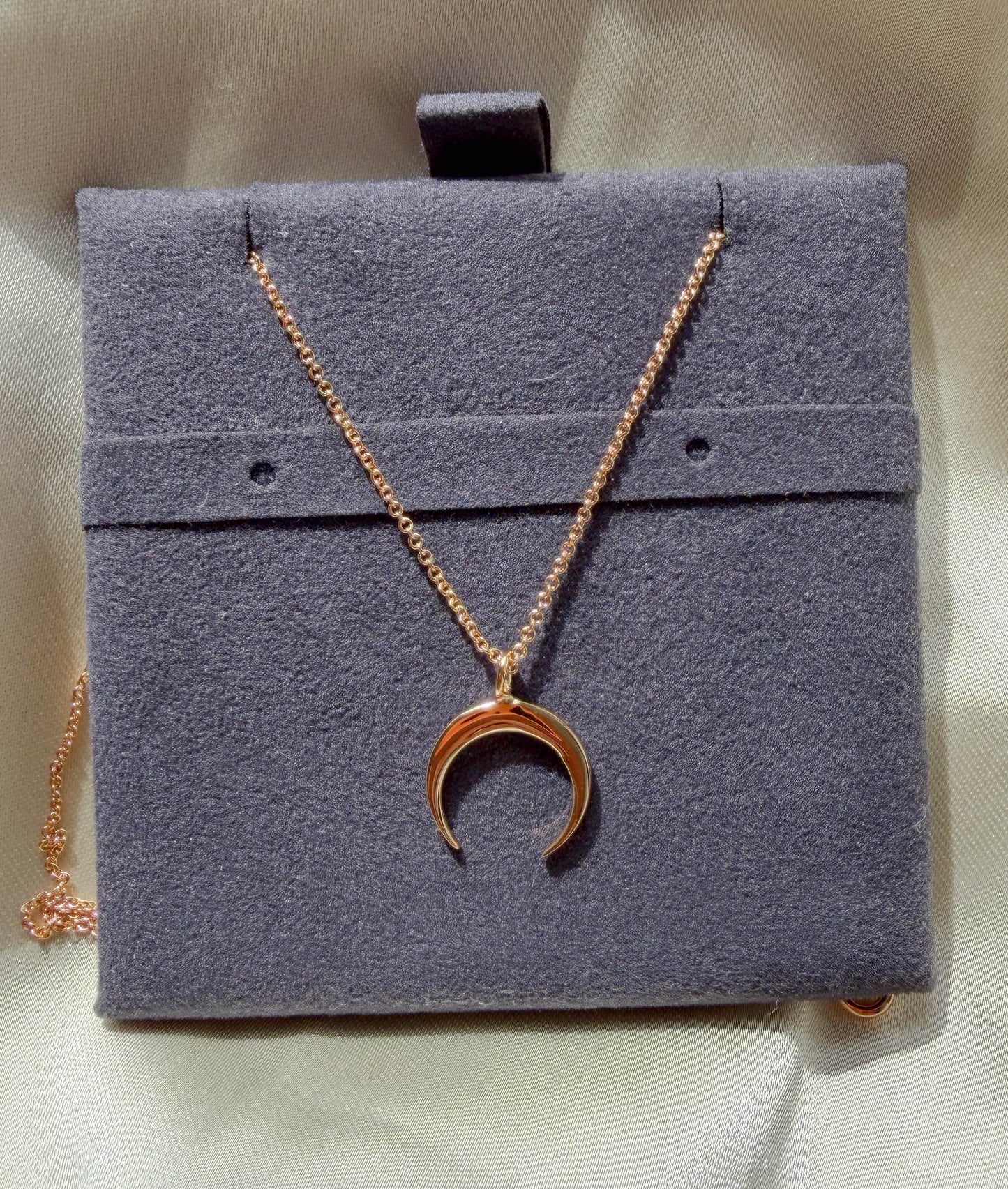 Close-up showing 15mm elegant crescent moon curved form