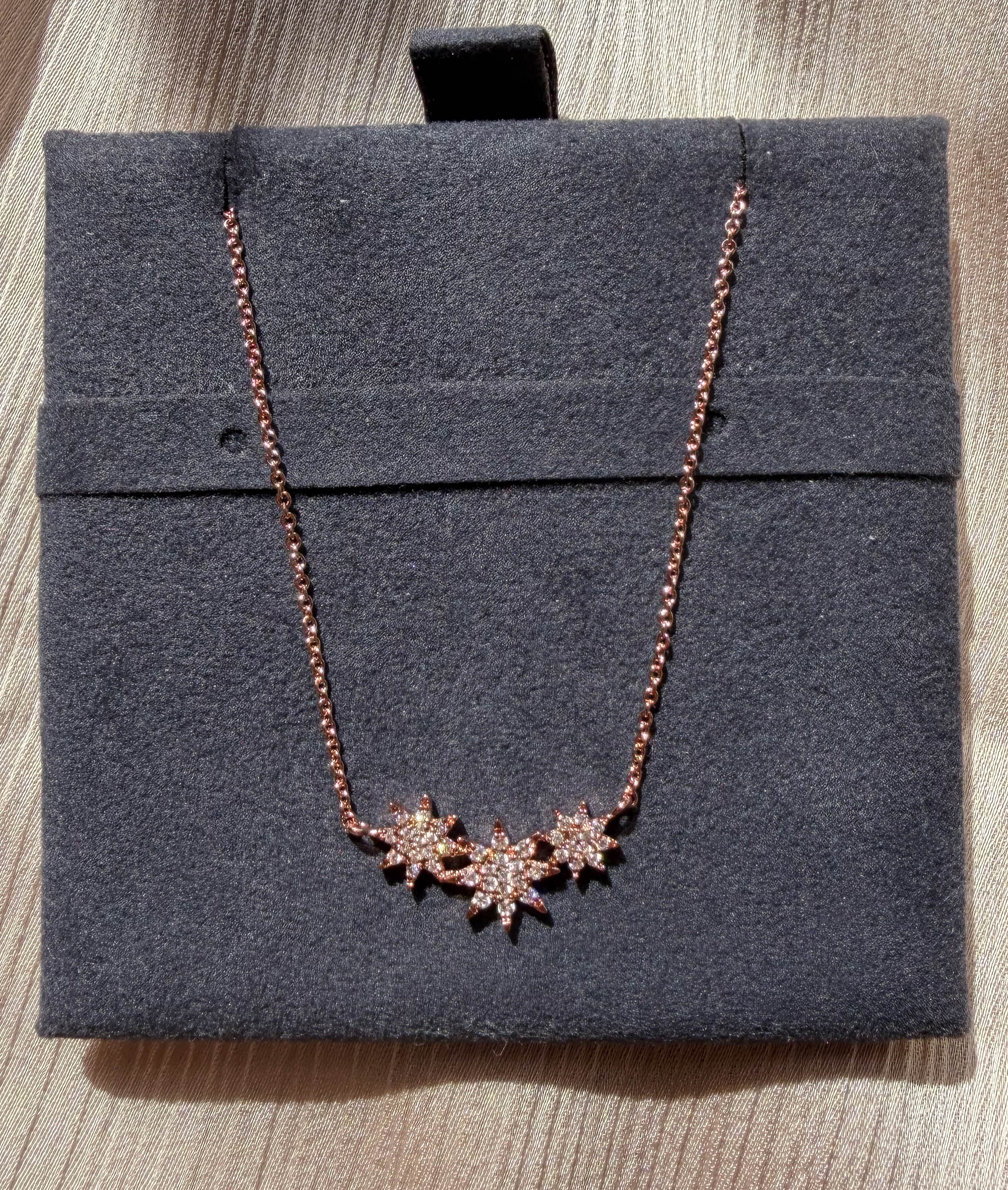 Triple star pave diamonds 8.50mm 7mm 6mm 0.20 ctw close-up